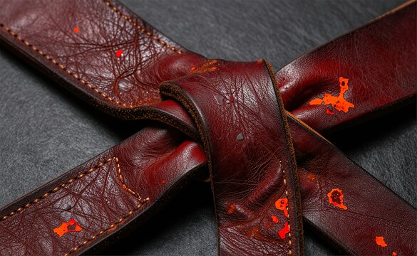 Distressed Red Leather Texture Orange Splatter