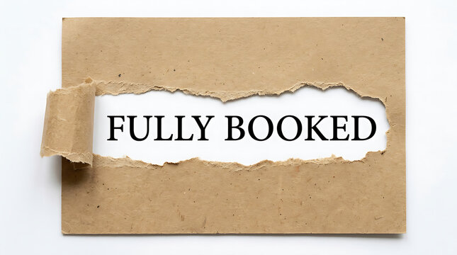 Fully booked paper sign on brown background