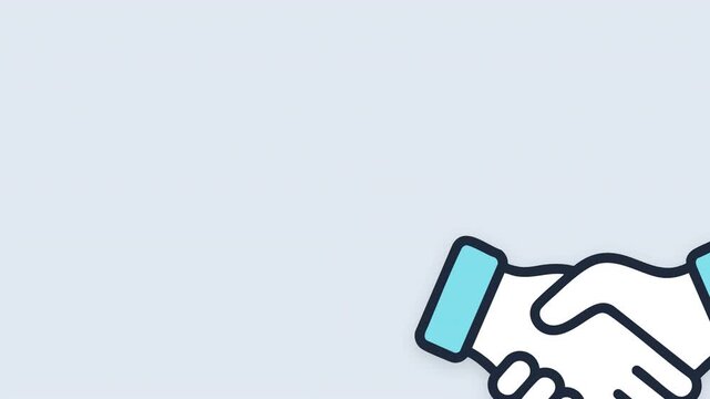 Friendly handshake icon sliding into a firm clasp 4k