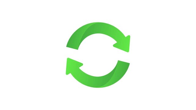 Refresh and Repeat Icon: A modern, minimalist icon featuring two circular arrows, symbolizing renewal, refresh, repeat, or synchronization, presented in a vibrant green hue against a clean background.