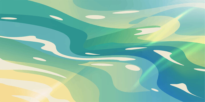 Abstract Blue Ocean Wave Background Vector with Water and Sky Design