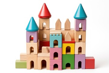 Naklejka premium Building block toy white background.