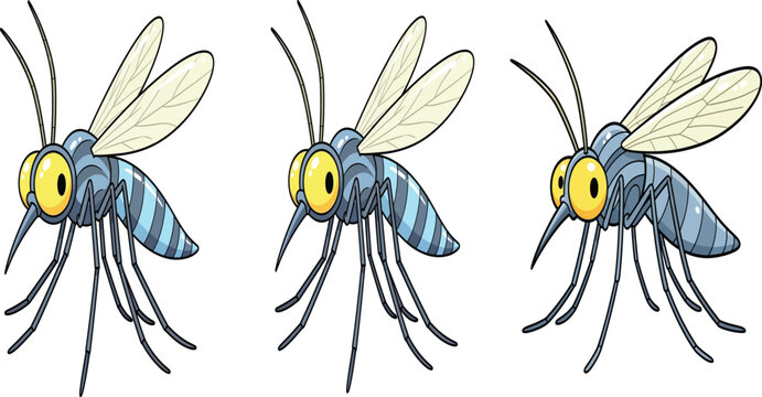 Cute cartoon mosquito vector character illustration with mosquito illustration creature character wildlife isolated background parasite detailed