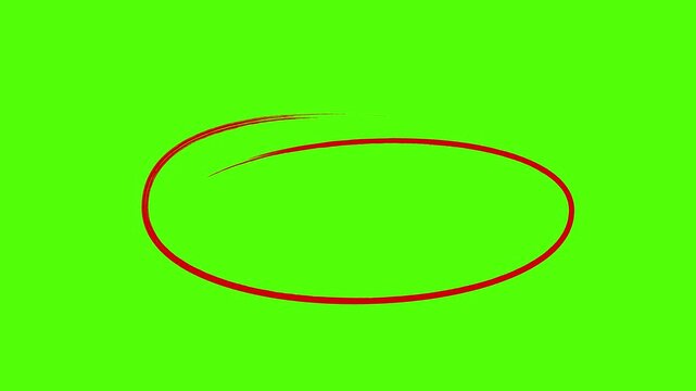Red Oval Mark on Green Background: A simple red oval shape is drawn on a bright green background, suitable for various graphic design applications.