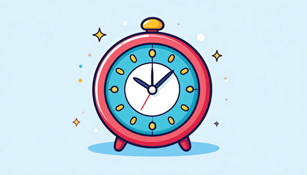 Colorful Cartoon Style Alarm Clock.