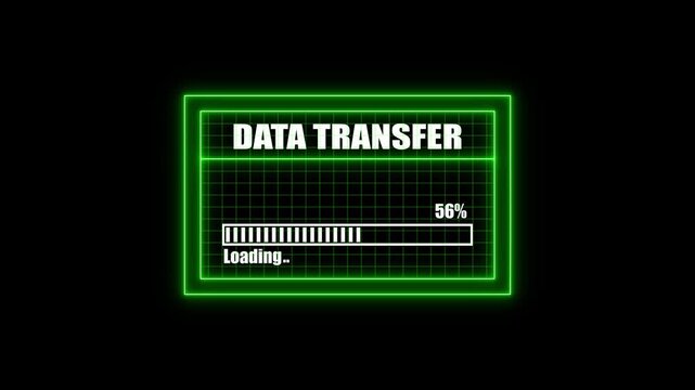 Futuristic digital loading bar and data transfer advances with glowing grid background. Technology digital data transfer.4k video