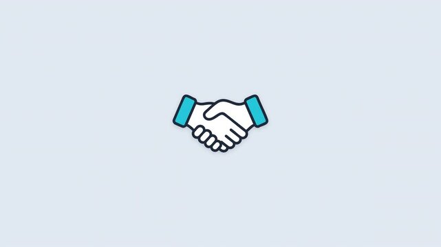 Handshake icon animation for business deals and partnerships 4k
