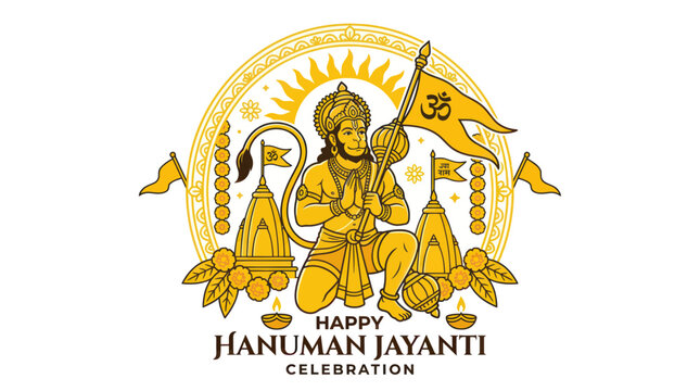 Lord hanuman holding mace and flag for hanuman jayanti