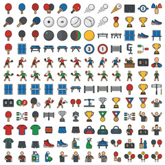 Fototapeta premium Set of pixel art icons representing table tennis sport