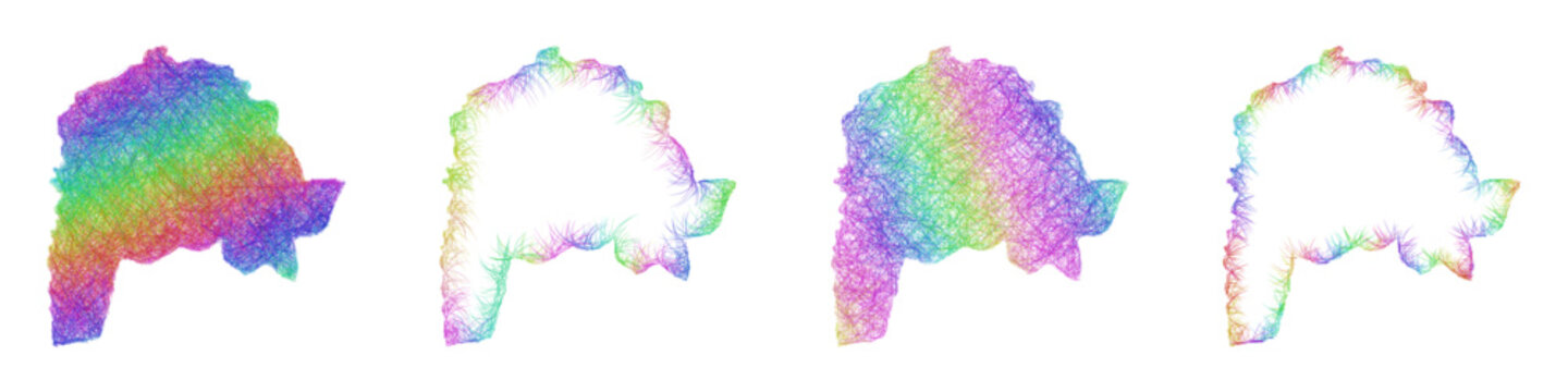 Colorful sketch Irbid map design set