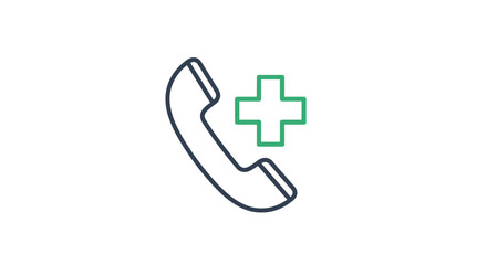 Fototapeta premium Emergency Call Icon: Phone Receiver with Plus Sign, Medical Assistance Concept