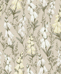 Fototapeta premium Ivory Bellflower Meadow Pattern