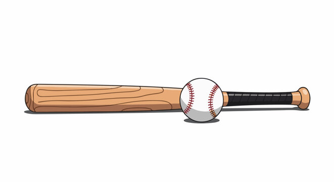 A baseball bat and ball on a white background