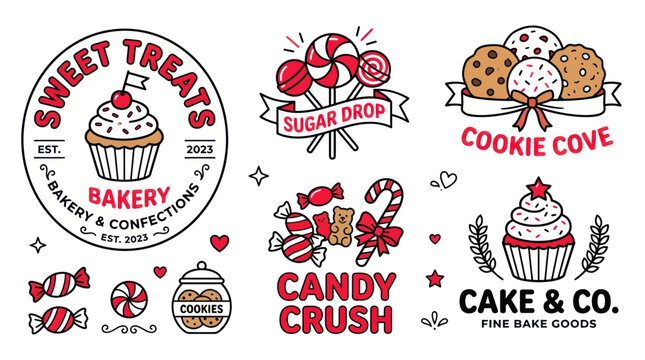 Vintage bakery and sweet shop logo collection