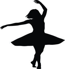 Silhouette of a dancing ballerina in a graceful pose © rijvi