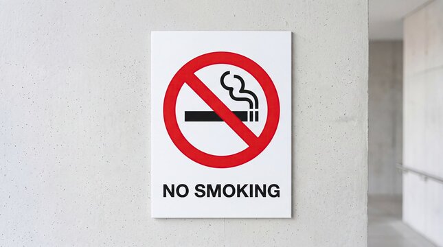 No smoking warning sign with prohibition symbol on clean background