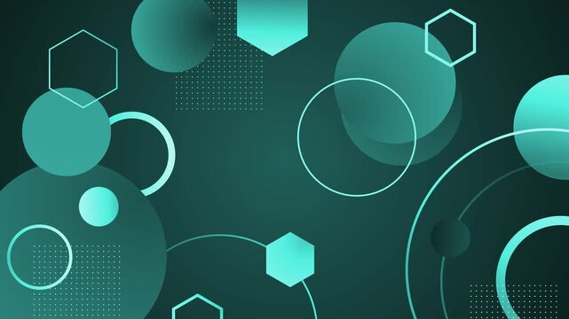 Abstract background with gradient circles hexagons and dotted patterns animation