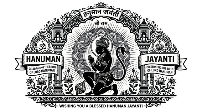 Lord hanuman jayanti celebration with traditional ornate decorations