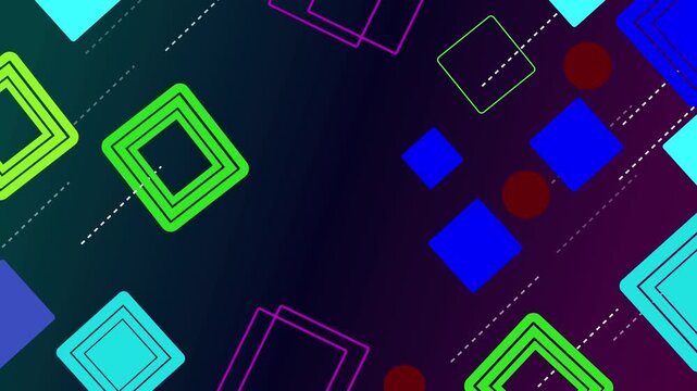 Abstract geometric background with overlapping squares and circles animation