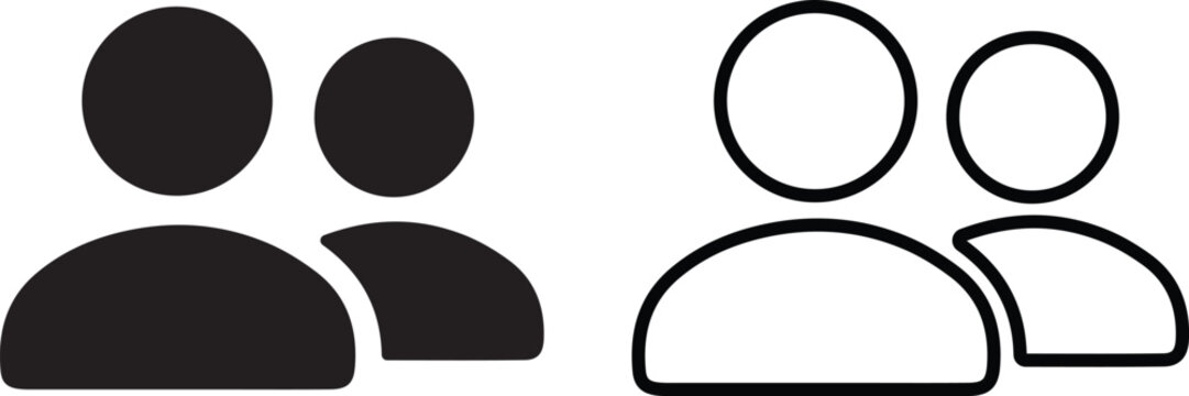 Black and White Users Group Icons for Team and Community Vector Illustration