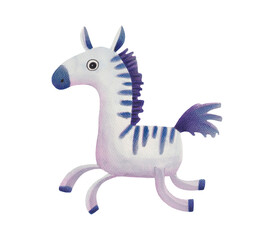 Cute zebra children style watercolor hand drawn illustration isolated on a white background © Kamila