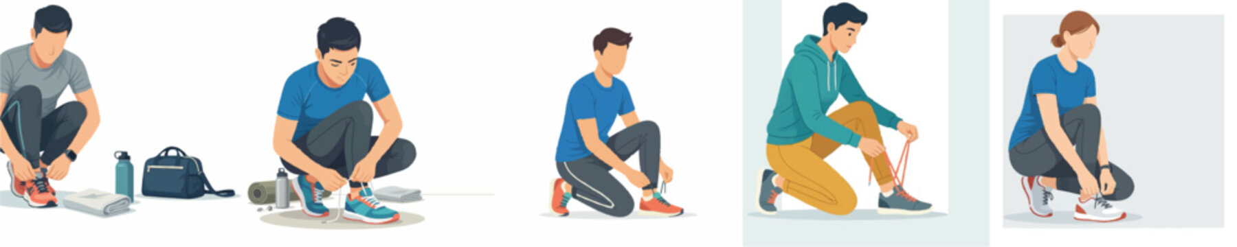 Vector of a person tying shoelaces before exercise