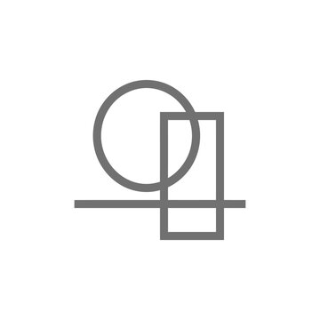 Abstract geometric circle and rectangle composition design.