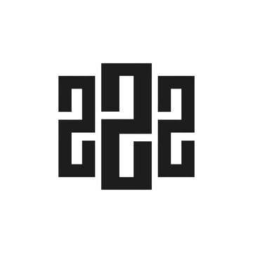 Geometric black block pattern resembling number 222.