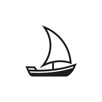 Simple dhow sailboat icon isolated on white background.