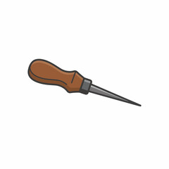 Fototapeta premium A simple illustration of an awl, a pointed tool with a handle used for piercing holes in leather, fabric, or wood.