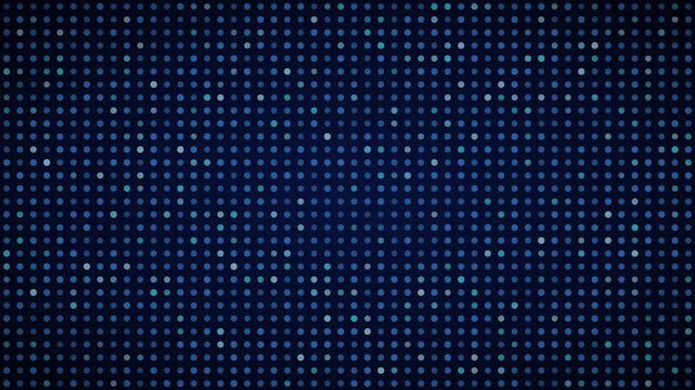 Blue cyan breathing grid LED grid background, dot matrix display motion loop
