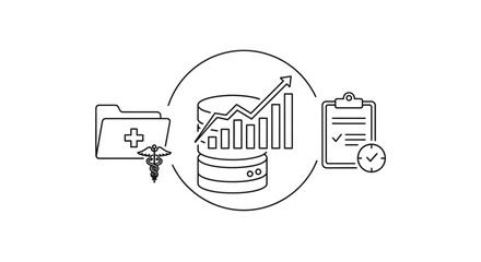 Fototapeta premium Healthcare Data Analytics: Medical Records, Database, Growth Chart, Checklist