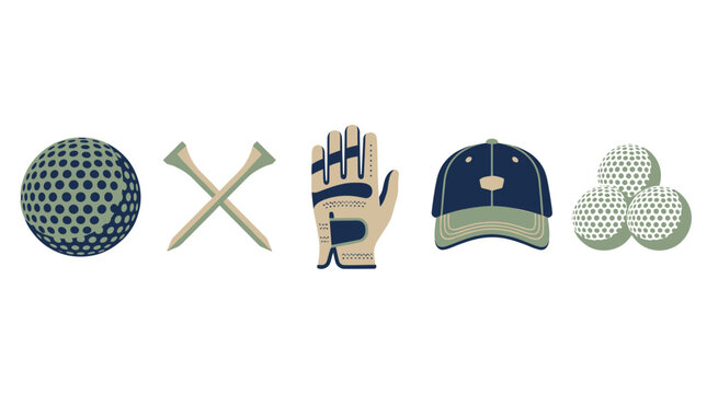 Cricket ball and equipment set.