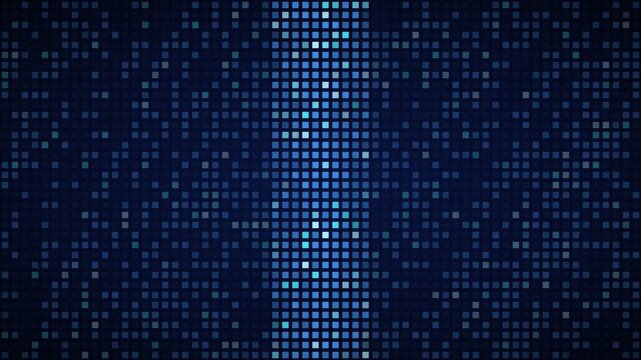 Blue cyan scanning sweep LED grid background, dot matrix display motion loop