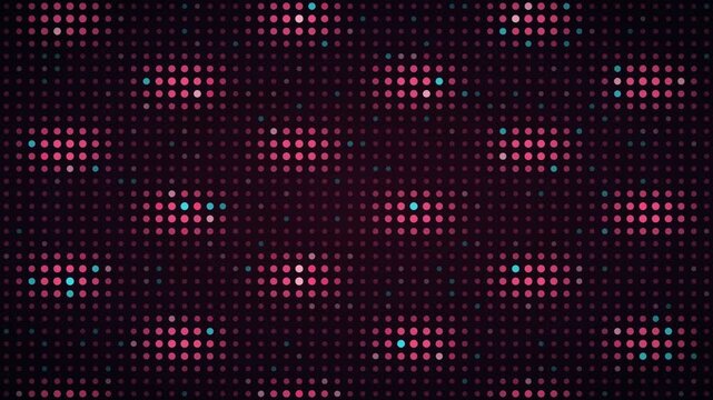 Rose aqua interference pattern LED grid background, dot matrix display motion loop