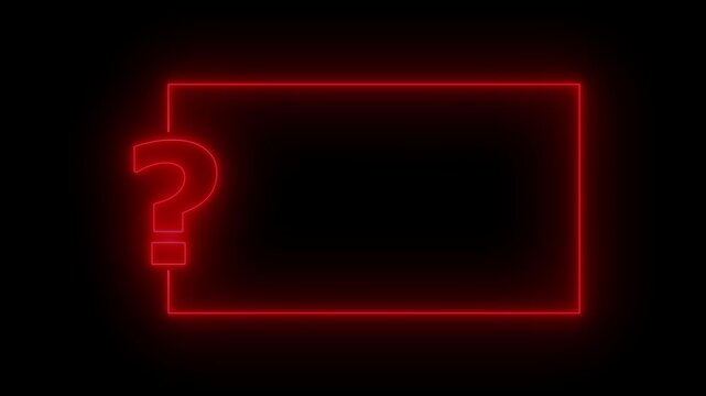 Neon red glowing question mark frame with pulsing light effect for business presentations