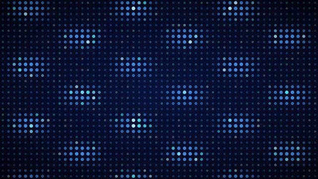 Blue cyan interference pattern LED grid background, dot matrix display motion loop