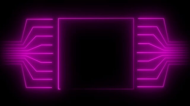 Neon pink digital circuit board frame with glowing data flow animation abstract background