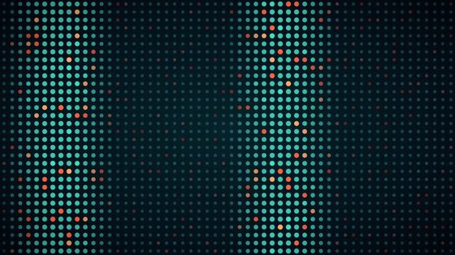 Teal coral horizontal wave LED grid background, dot matrix display motion loop