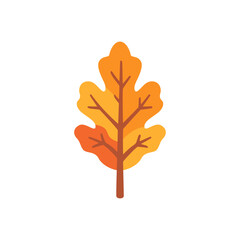 Fototapeta premium Orange oak leaf with rounded lobes, central stem, and visible veins, autumn foliage element for fall season, woodland nature, forest, harvest, and seasonal design, colorful illustration