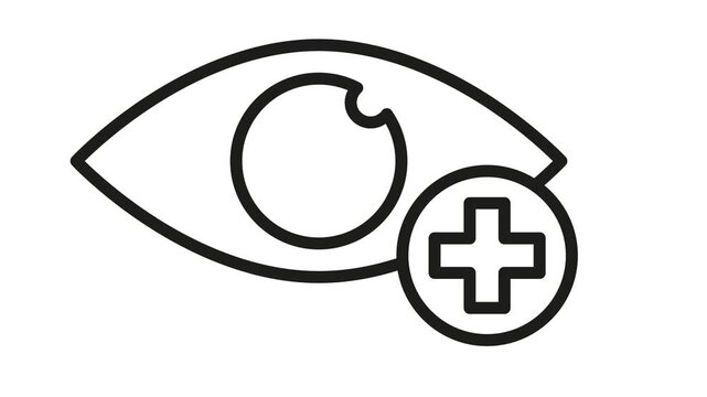 Medical eye icon with a cross symbol. It works well for clinic presentations. Perfect for healthcare video projects.