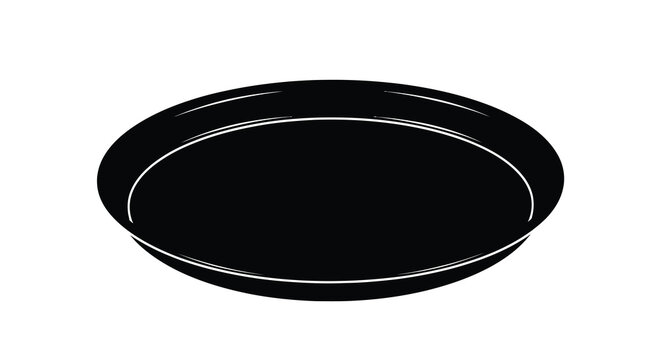 Empty plate with raised edge black and white silhouette