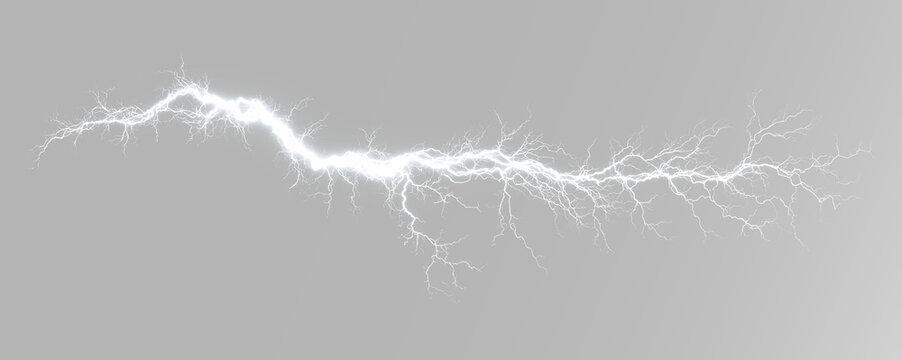 Bright lightning bolt and thunder storm energy discharge