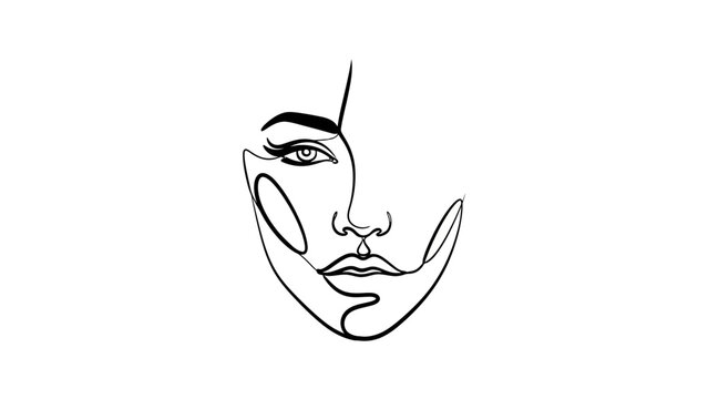 Minimalist Line Art Drawing of a Woman's Face, Abstract Continuous Line Portrait