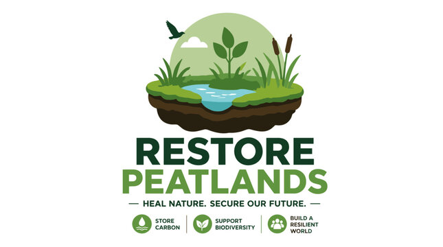 Peatland Restoration Initiative Logo Depicting Healthy Wetlands.