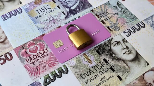 Blocking of a bank debit card, account, or bill, fraud, or bankruptcy. Blocking of a bank card as a background for your design