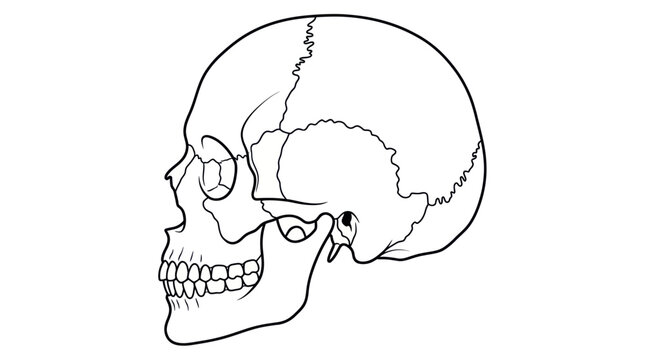Human Skull Profile Line Art Illustration