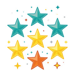 Obraz premium Colorful star and snowflake vector set