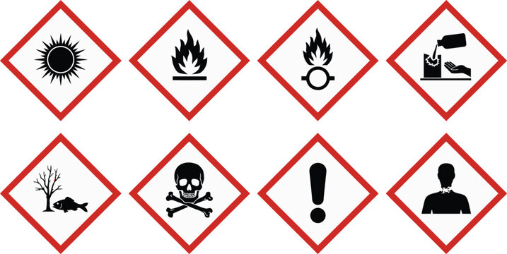 Globally Harmonized System (GHS) Hazard Pictograms Set for Chemical Safety