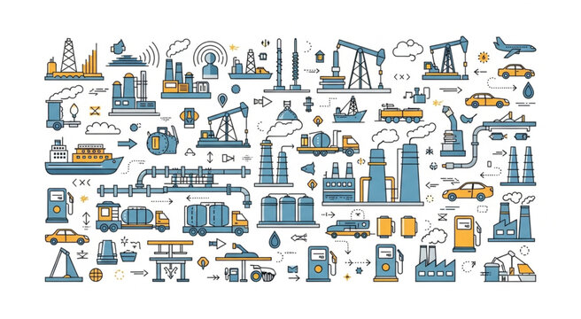 Industrial Manufacturing and Transportation Vectors.